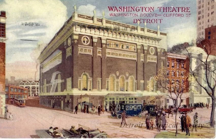 Postcard - Washington Theatre, Washington Boul'v'd. and Clifford St., Detroit
