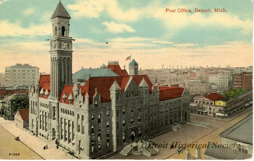 Postcard - Post Office, Detroit, Mich.