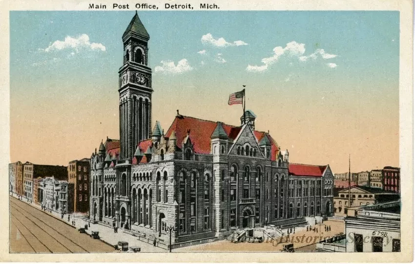 Postcard - Main Post Office, Detroit, Mich.