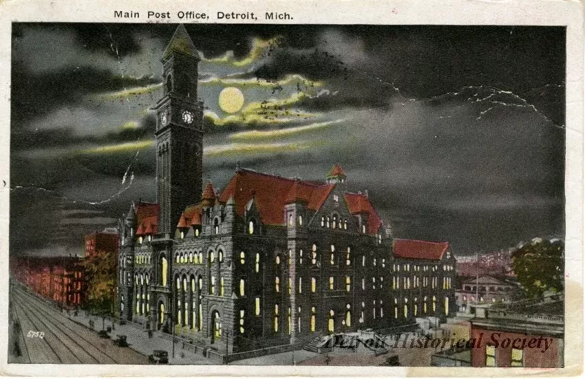 Postcard - Main Post Office, Detroit, Mich.