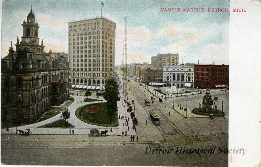 Postcard - Campus Martius, Detroit, Mich.