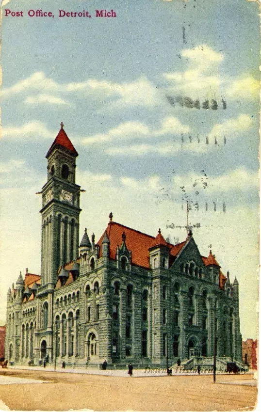 Postcard - Post Office, Detroit, Mich.