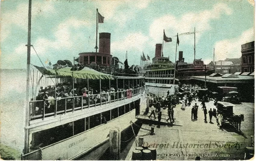 Postcard - White Star Line Dock, Detroit, Mich.