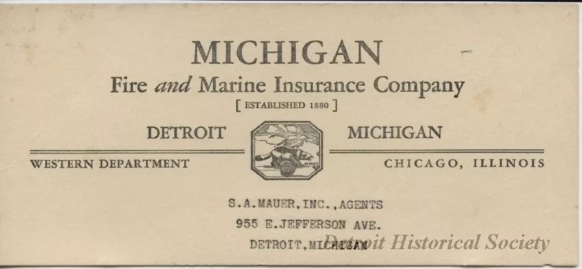 Blotter, Desk - Michigan Fire and Marine Insurance Company