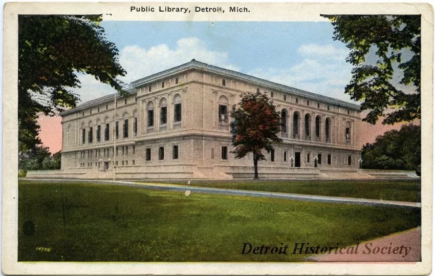 Postcard - Public Library, Detroit, Mich. - Detroit Public Library