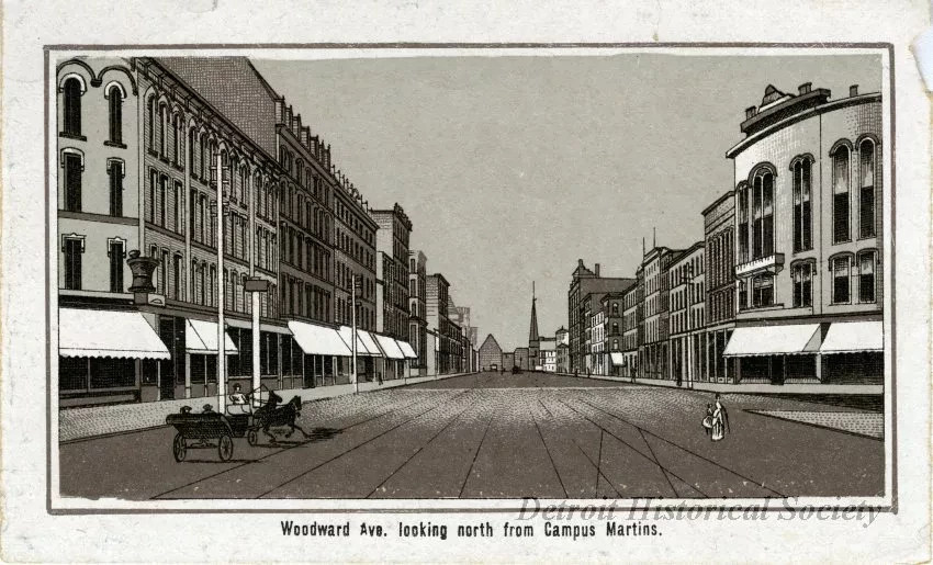 Print - Woodward Ave. looking north from Campus Martins