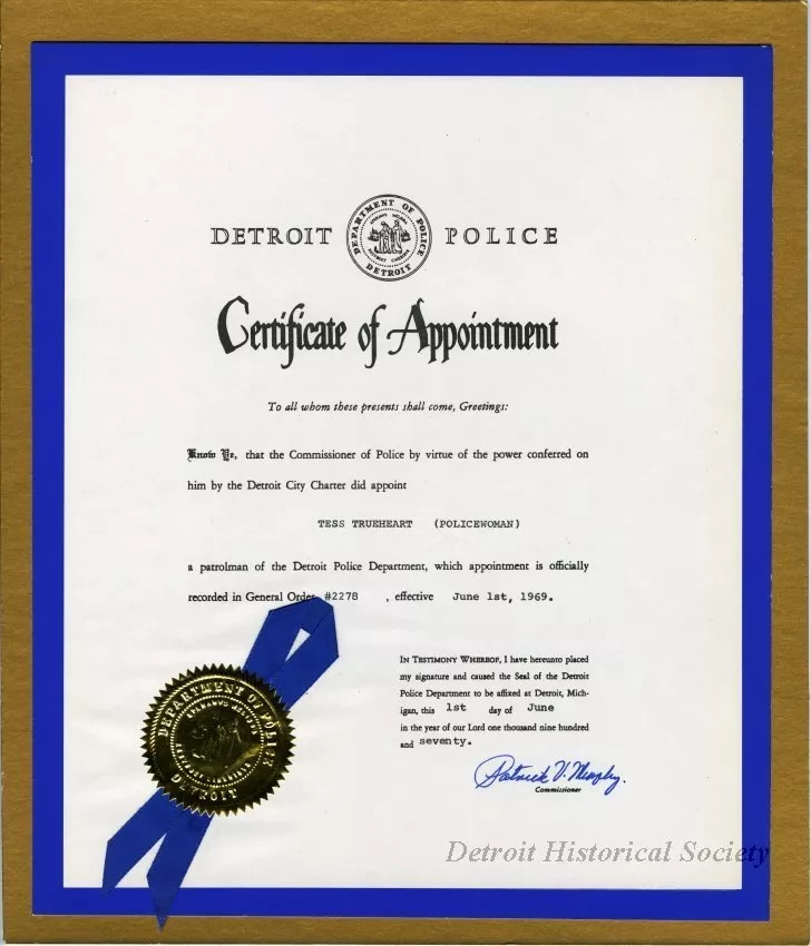 Certificate - Detroit Police Department
Certificate of Appointment