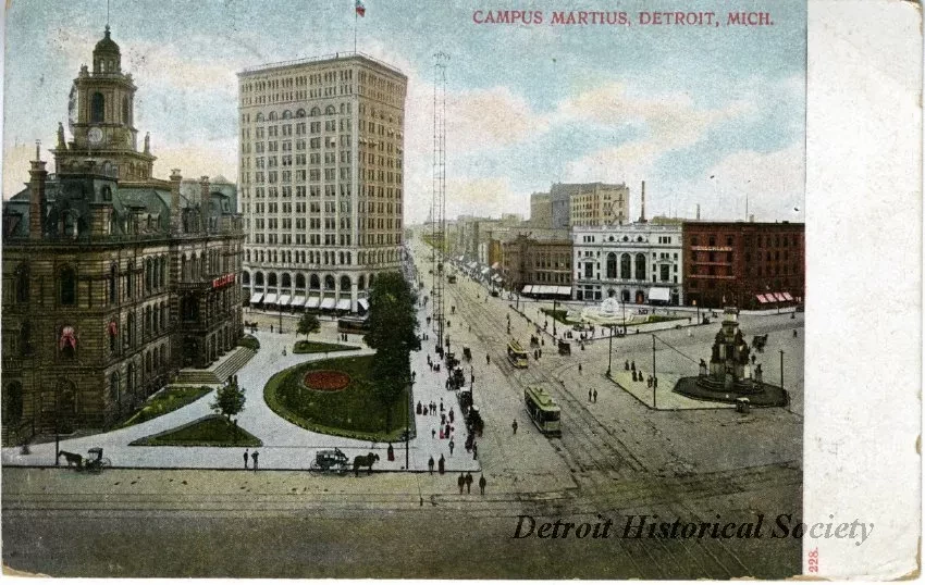 Postcard - Campus Martius, Detroit, Mich.