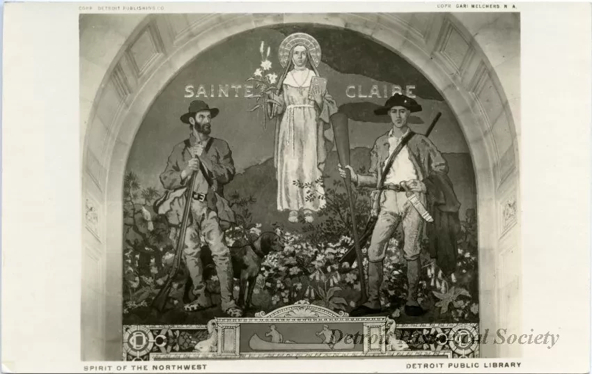 Postcard - Spirit of the Northwest, Detroit Public Library - Spirit of the Northwest Detroit Public Library