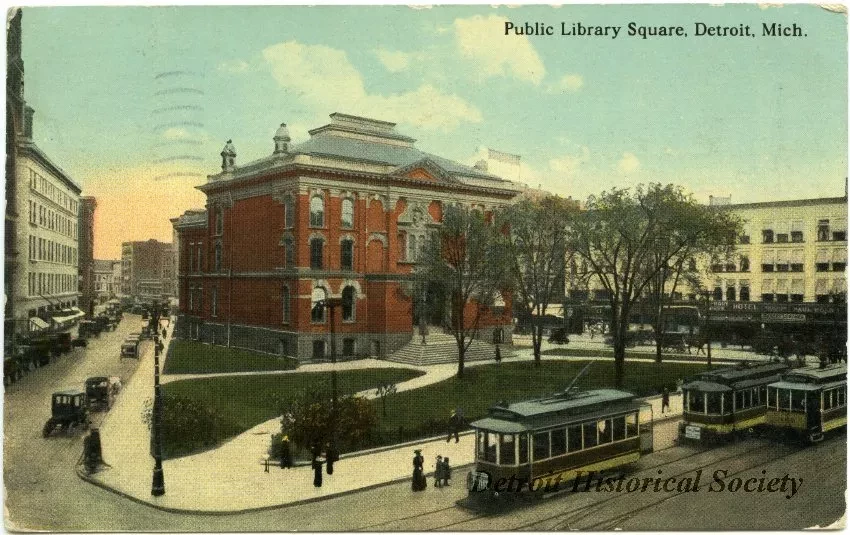 Postcard - Public Library Square, Detroit, Mich. - Public Library Square, Detroit, Mich.