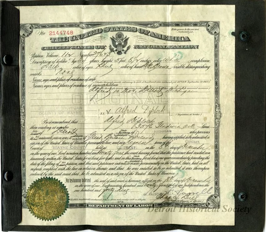 Certificate, Naturalization - Certificate of Naturalization