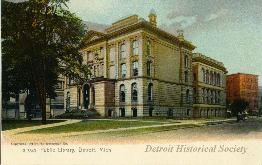 Postcard - Public Library, Detroit, Mich.