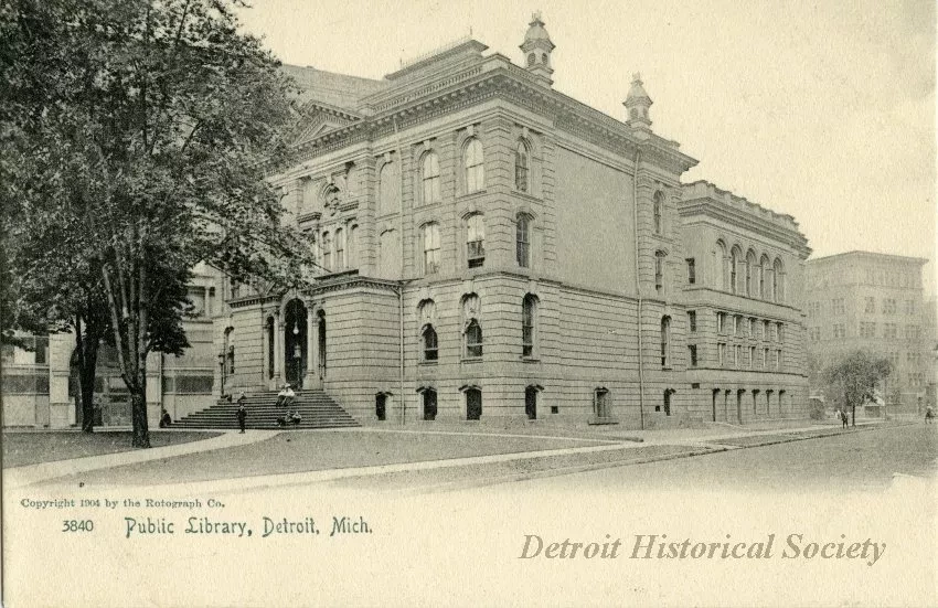 Postcard - Public Library, Detroit, Mich.