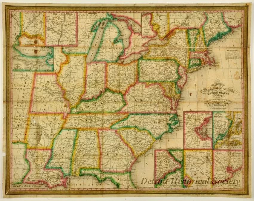 Map - Mitchell's Travellers Guide the United States. A map of the Roads, Distances, Steamboat and Canal Routes