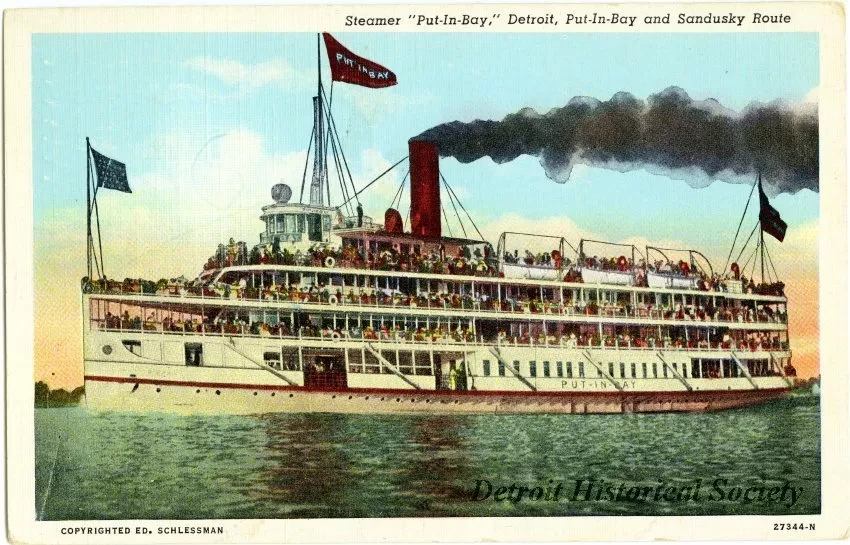 Postcard - Steamer "Put-In-Bay," Detroit, Put-In-Bay & Sandusky Route. - Steamer "Put-In-Bay," Detroit, Put-In-Bay & Sandusky Route