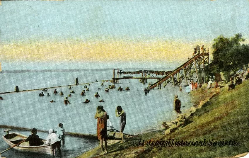 Postcard - Bathing Beach, Bob-Lo, Bois Blanc Island, Detroit River.