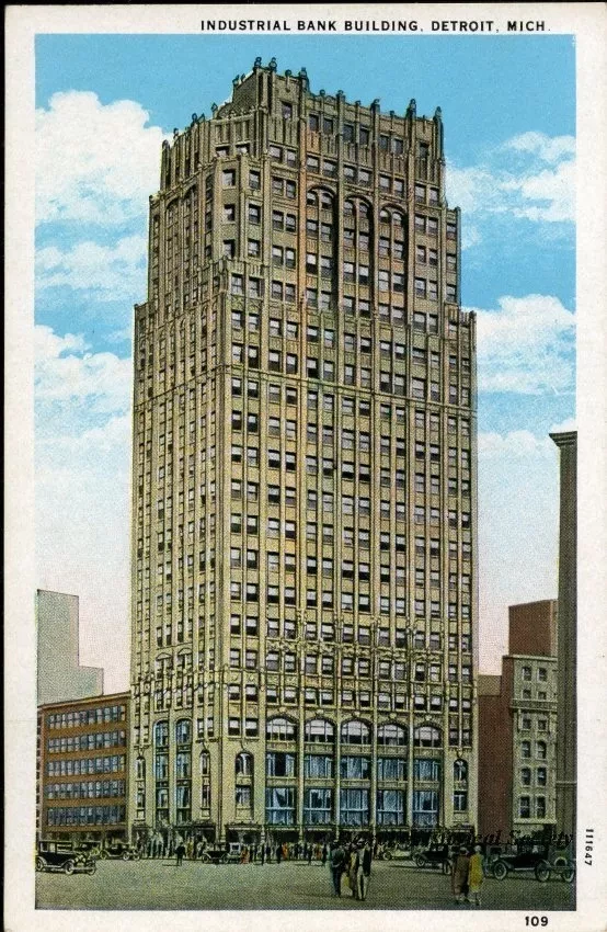 Postcard - Industrial Bank Building, Detroit, Mich.