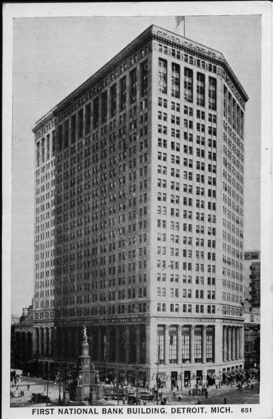 Postcard - First National Bank Building, Detroit, Mich.