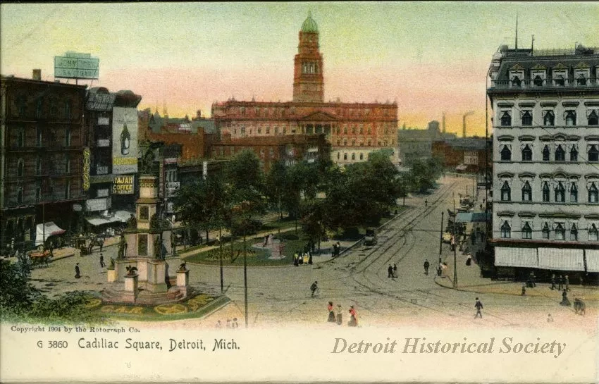 Postcard - Cadillac Square, Detroit, Mich.