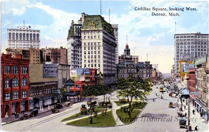 Postcard - Cadillac Square, looking West, Detroit, Mich. - Cadillac Square, looking West, Detroit, Mich.