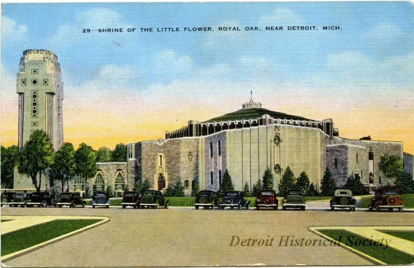 Postcard - Shrine of the Little Flower, Royal Oak, Near Detroit, Mich. - Shrine of the Little Flower, Royal Oak