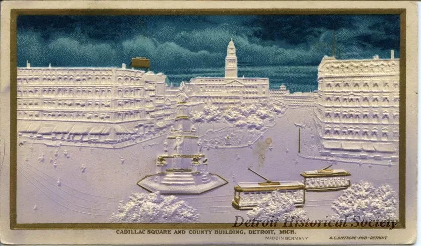 Postcard - Cadillac Square and County Building, Detroit, Mich.