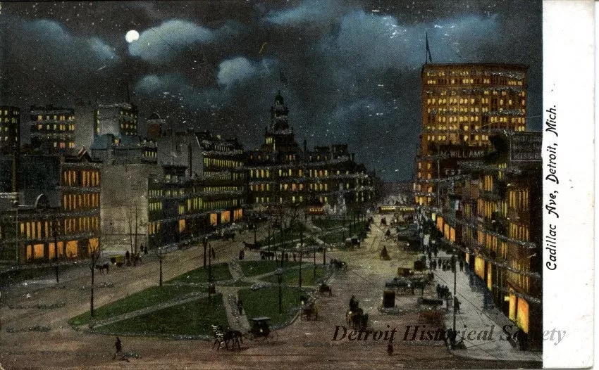 Postcard - Cadillac Ave, Detroit, Mich.