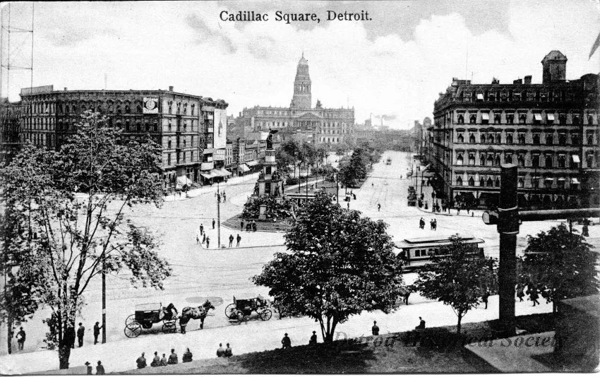 Postcard - Cadillac Square, Detroit.