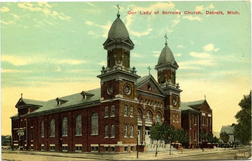 Postcard - Our Lady of Sorrows Church, Detroit, Mich. - Our Lady of Sorrows Church, Detroit, Mich.