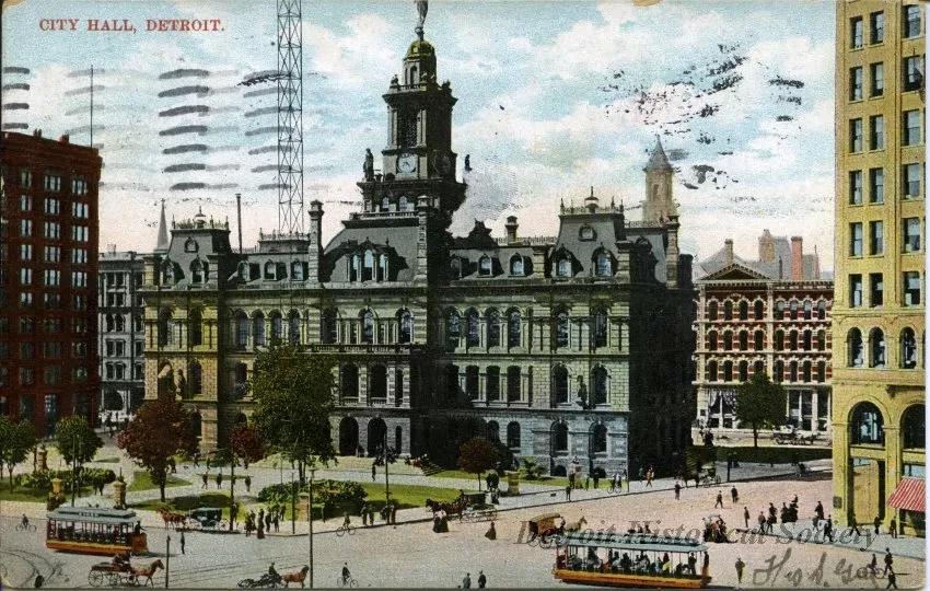 Postcard - City Hall, Detroit