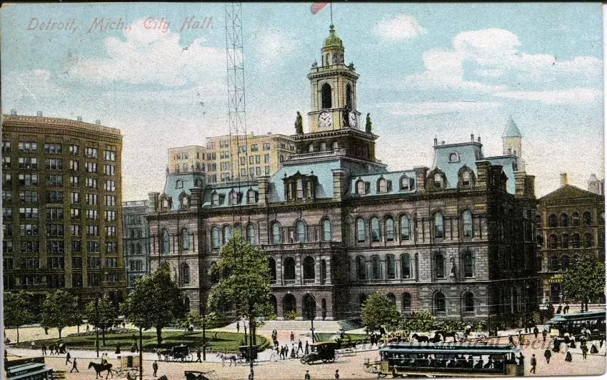 Postcard - Detroit, Mich., City Hall
