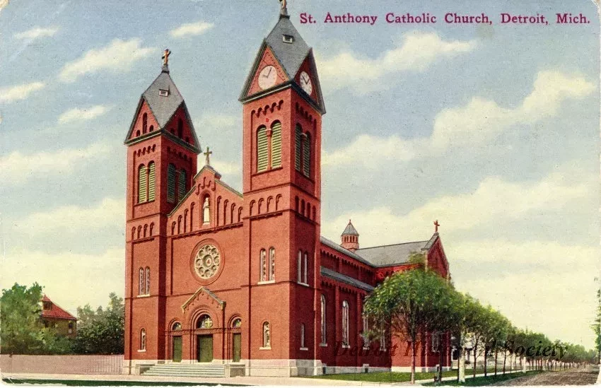 Postcard - St. Anthony Catholic Church, Detroit, Mich.