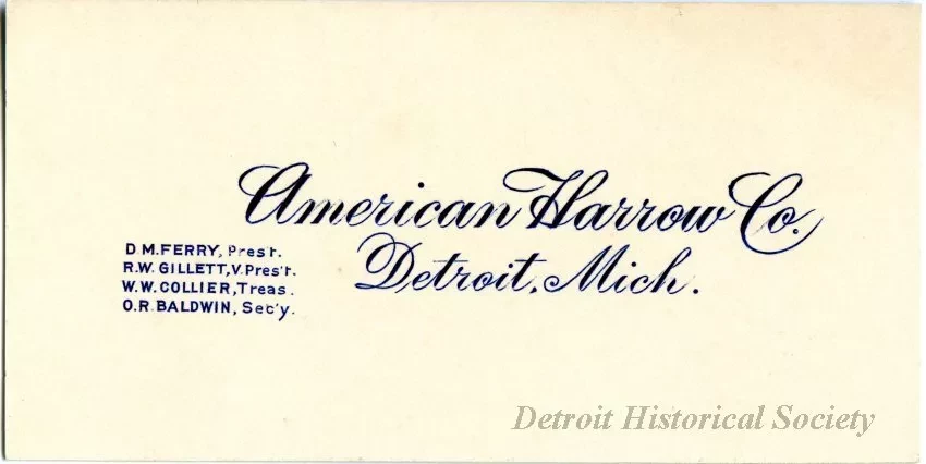Card, Business - American Harrow Company