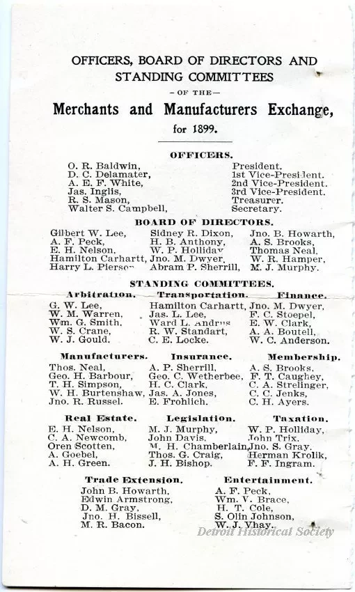 Roster - The Merchant and Manufacturers Exchange