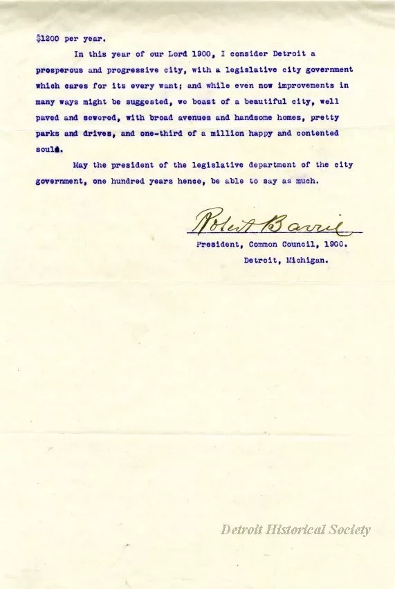 Letter - Our Legislative City Government
[Detroit Common Council]