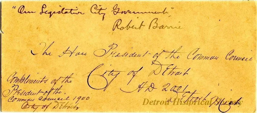 Envelope - Our Legislative City Government