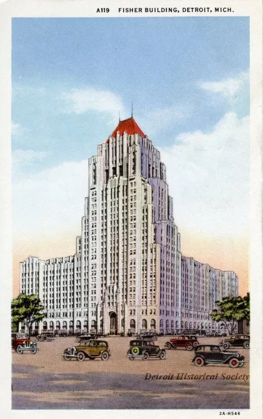 Postcard - FISHER BUILDING, DETROIT, MICH