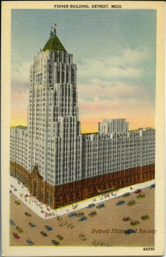 Postcard - Fisher Building, Detroit, Mich.