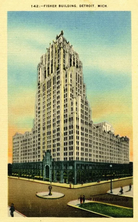 Postcard - Fisher Building, Detroit, Mich.