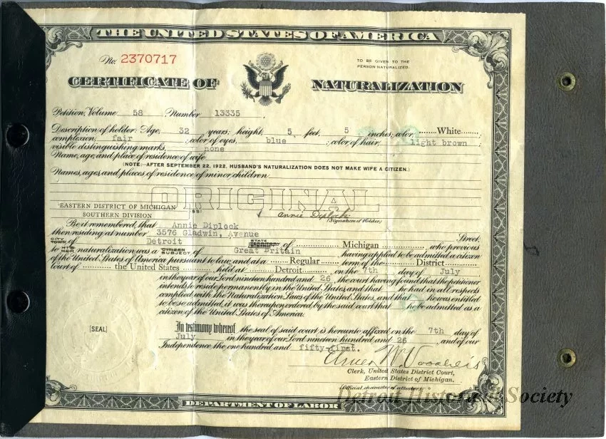 Certificate, Naturalization - Certificate of Naturalization