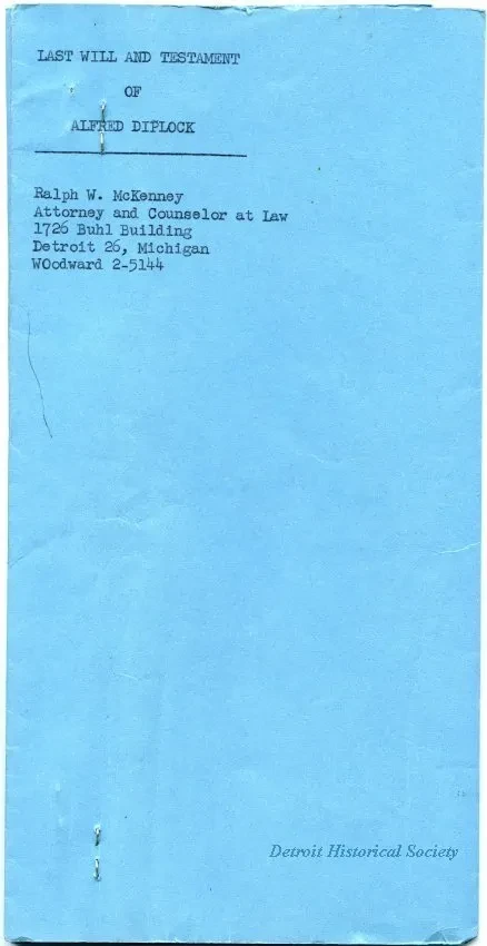 Will - Last Will and Testament of Alfred Diplock