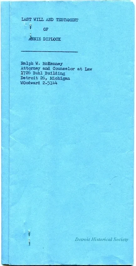 Will - Last Will and Testament of Annie Diplock