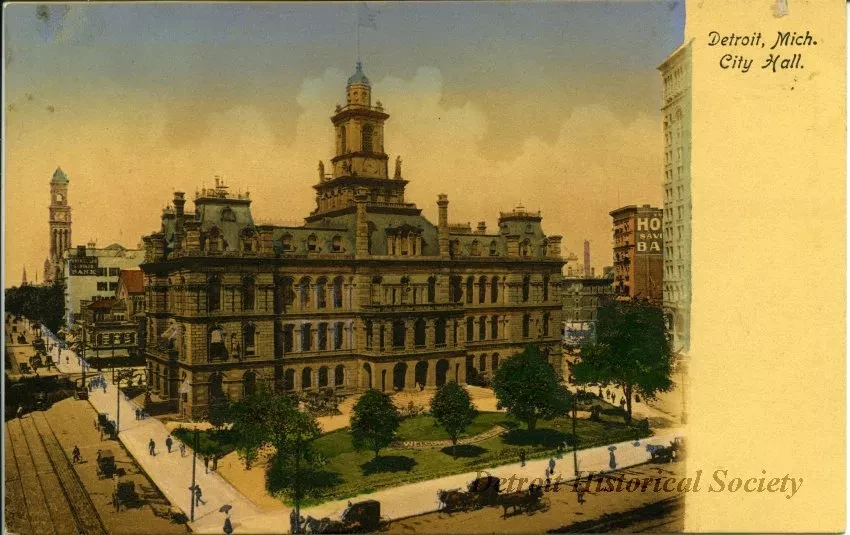 Postcard - Detroit, Mich. City Hall.