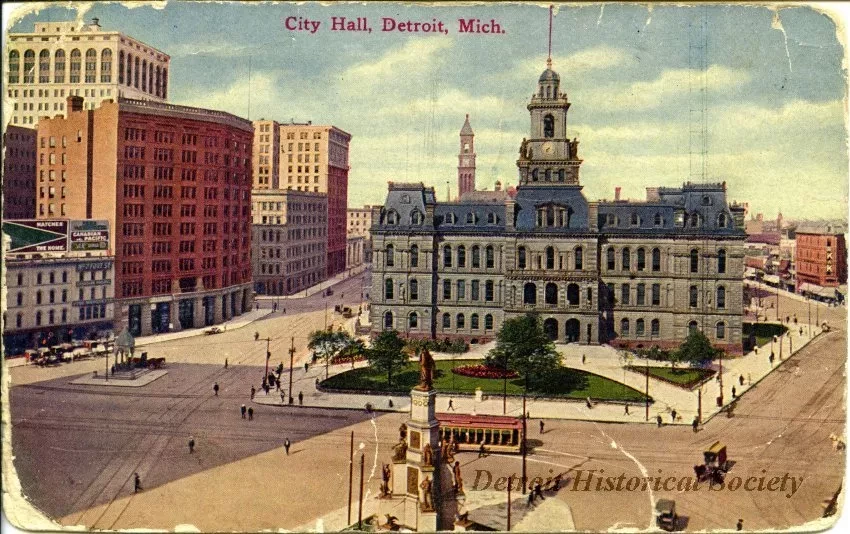 Postcard - City Hall, Detroit, Mich.