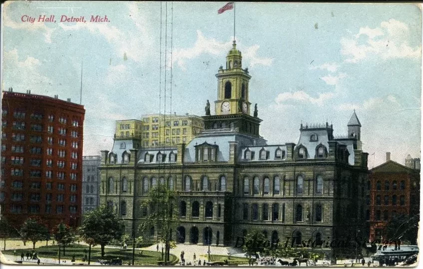 Postcard - City Hall, Detroit, Mich.