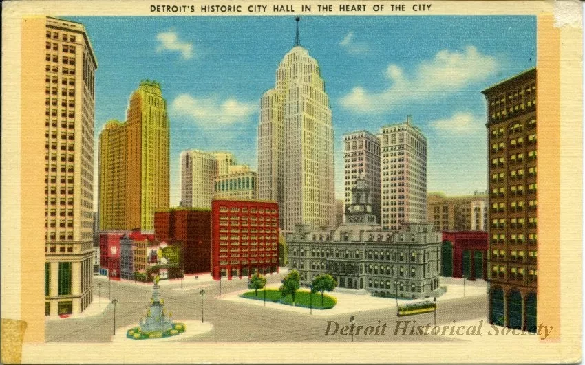 Postcard - Detroit's Historic City Hall in the Heart of the City