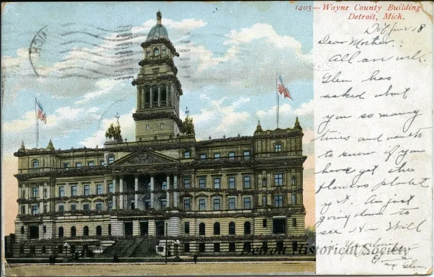 Postcard - Wayne County Building Detroit, Mich.