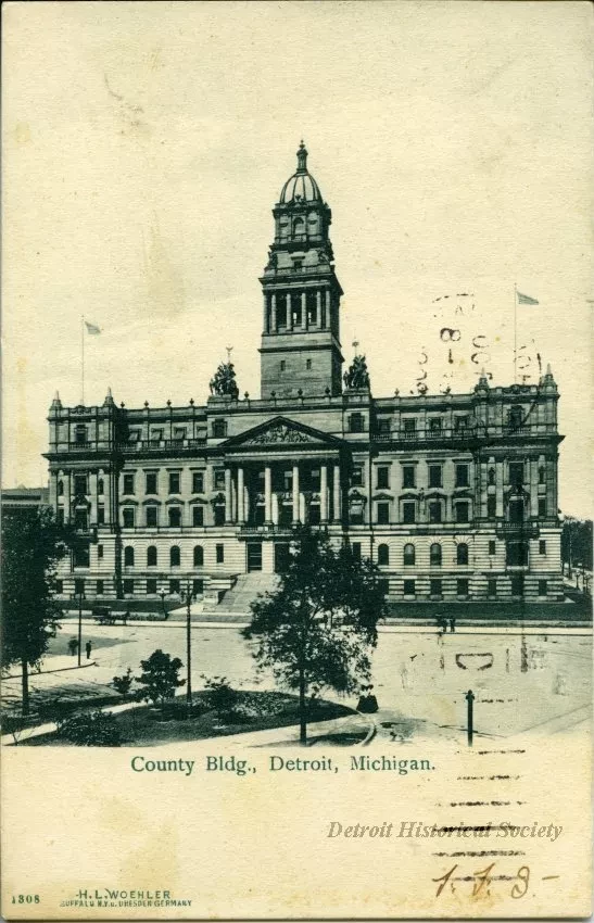 Postcard - County Bldg., Detroit, Michigan.