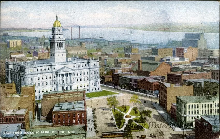 Postcard - East from Majestic Bldg., Detroit, Mich