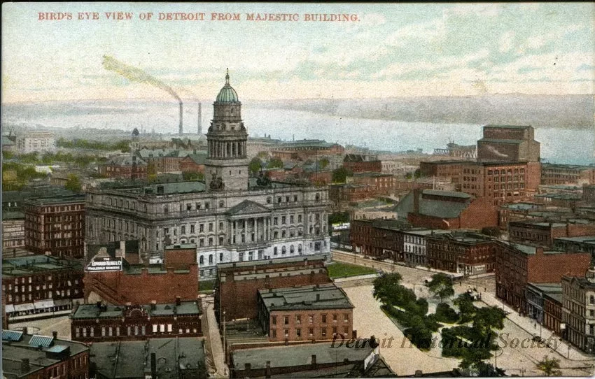 Postcard - Bird's Eye View of Detroit from Majestic Building